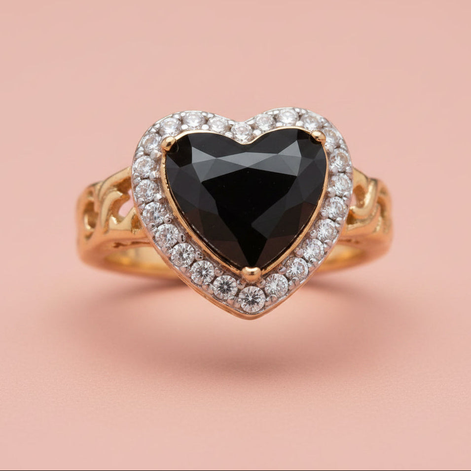 Far Fetched Gems-Heart Ring-Diamond Inlaid Design-Multiple Colors