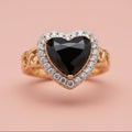 Far Fetched Gems-Heart Ring-Diamond Inlaid Design-Multiple Colors