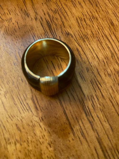 Far Fetched Gems by SLP-Adults-French-Style Gold-Plated and Black Ring