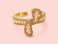 Far Fetched Gems by SLP-Micro Pave Pearl & Cubic Zirconia Knot Ring | Adults
