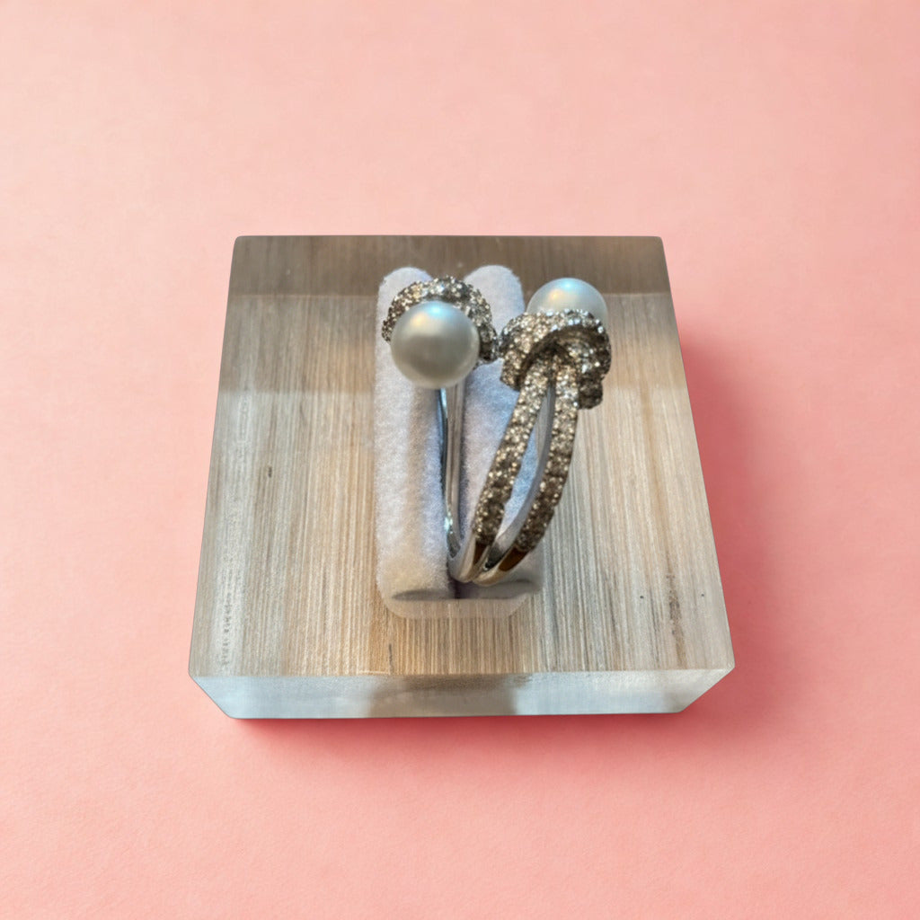 Far Fetched Gems by SLP-Womens-Steel-Pearl-Knot Ring-Silver Color