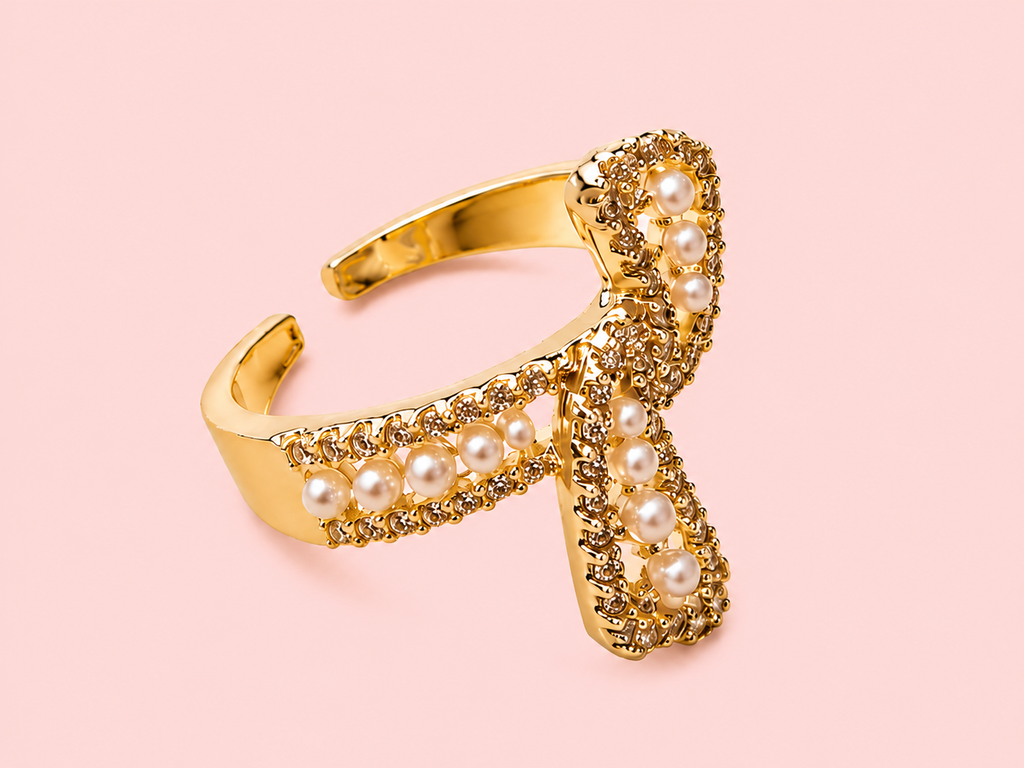 Far Fetched Gems by SLP-Micro Pave Pearl & Cubic Zirconia Knot Ring | Adults