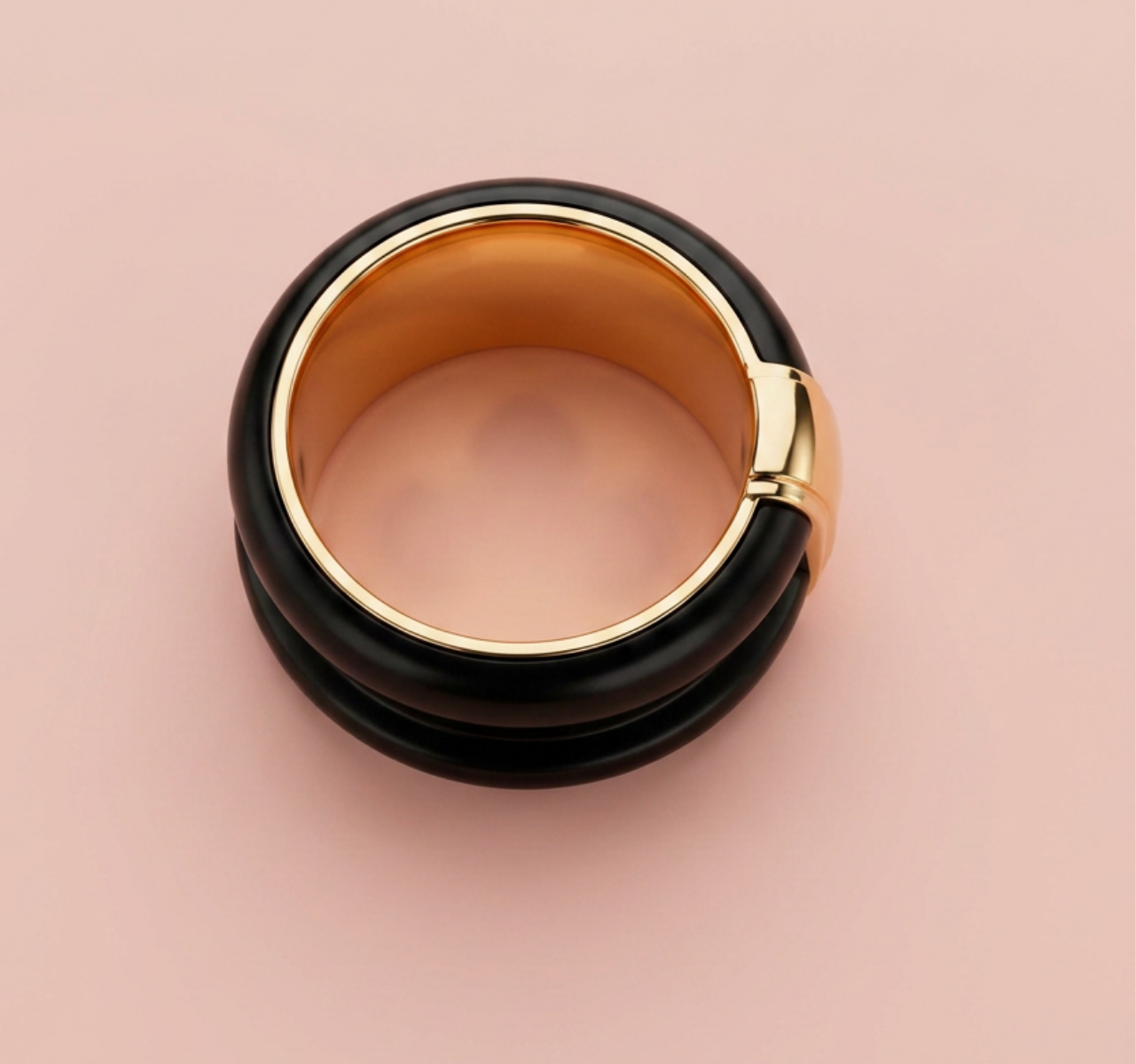 Far Fetched Gems by SLP-Adults-French-Style Gold-Plated and Black Ring