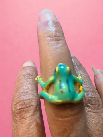 Far Fetched Gems-Frog Ring-Green and Blue-Zinc Alloy Plating-Female and Male