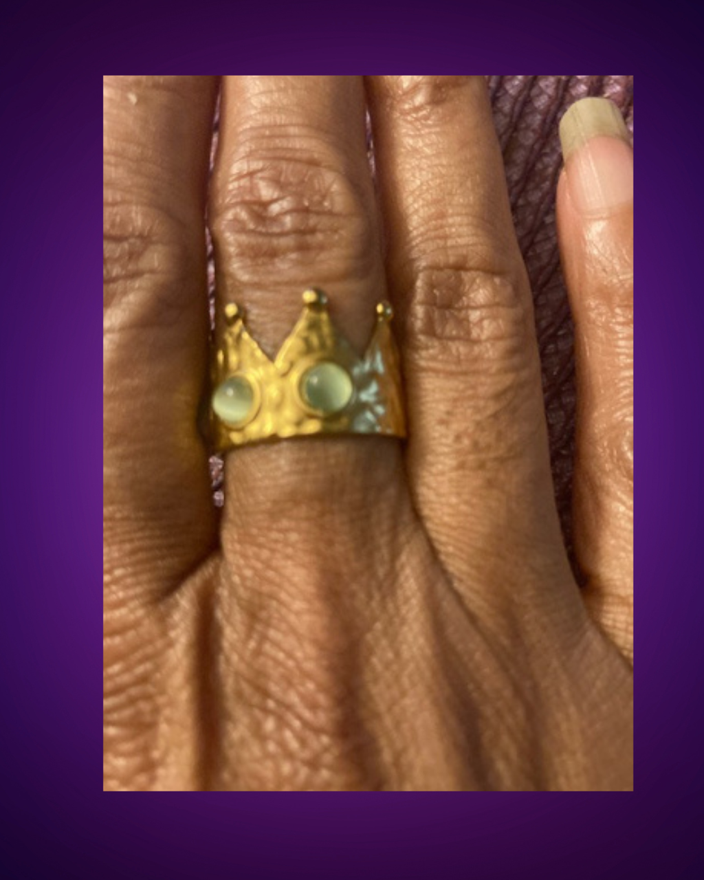 French Enamel & Aventurine Crown Ring Duo
