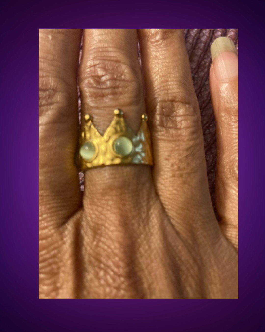 French Enamel & Aventurine Crown Ring Duo