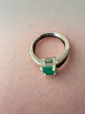Simulated Emerald & Red Corundum Ring | Luxury Dupe | Square Stone | Stylish Women's Ring