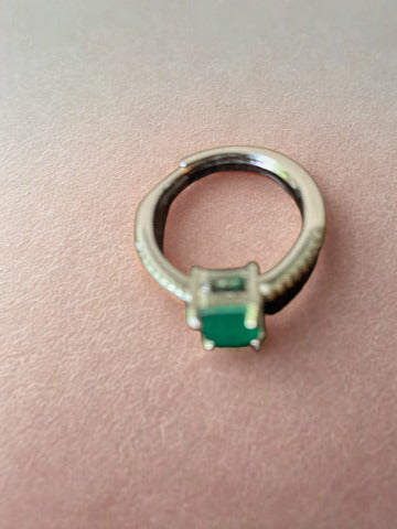 Simulated Emerald & Red Corundum Ring | Luxury Dupe | Square Stone | Stylish Women's Ring