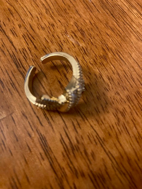 Far Fetched Gems by SLP-Micro Pave Pearl & Cubic Zirconia Knot Ring