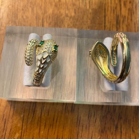 Far Fetched Gems SLP-Pink Oil-Spot-Glazed Copper-Snake Ring