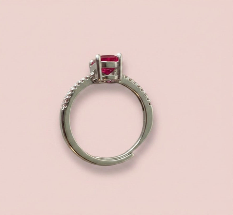 Simulated Emerald & Red Corundum Ring | Luxury Dupe | Square Stone | Stylish Women's Ring