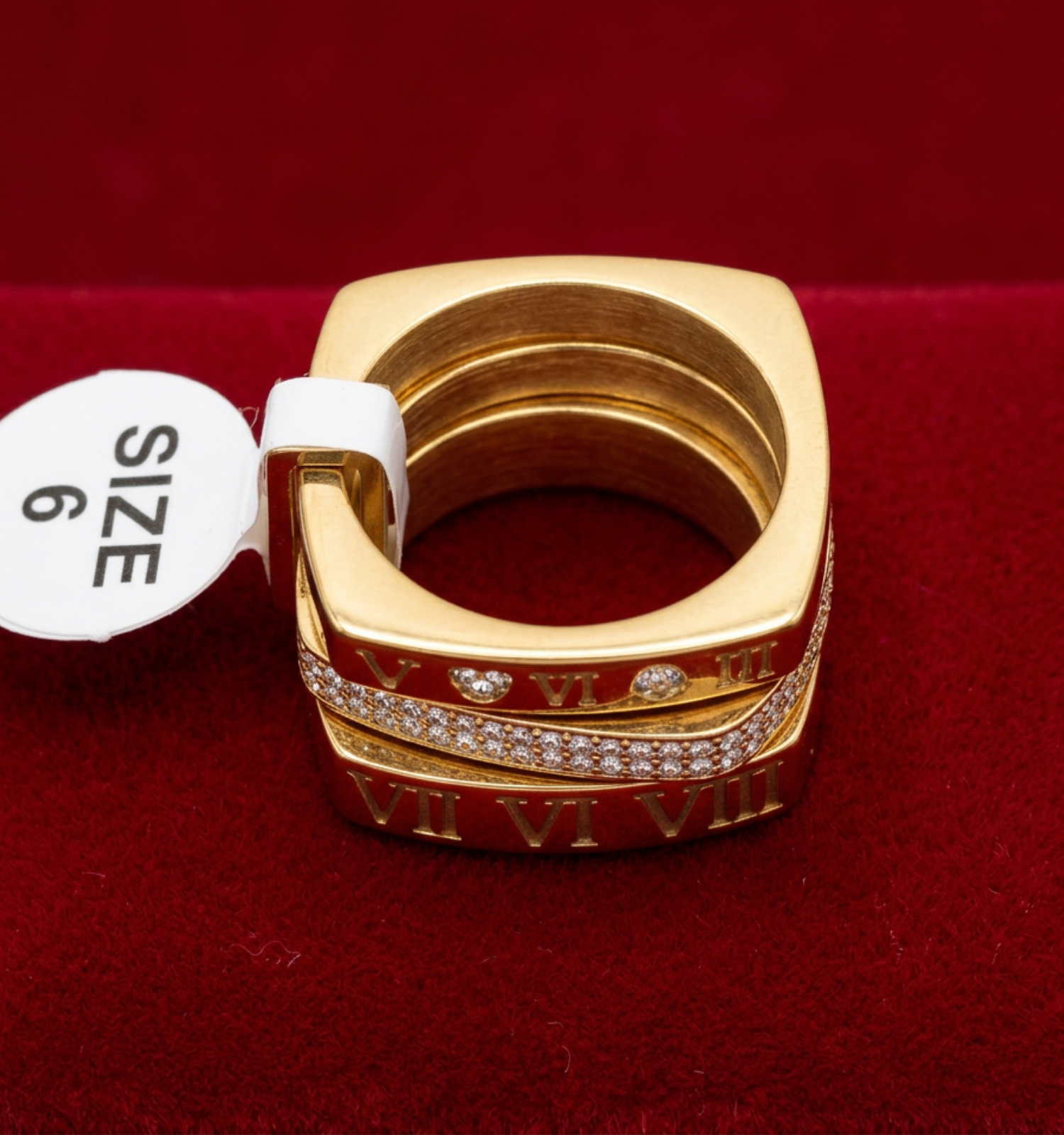 Far Fetched Gems SLP-Roman Numeral Era Ring-Stainless Steel-and Rhinestone Unisex Ring | Adults
