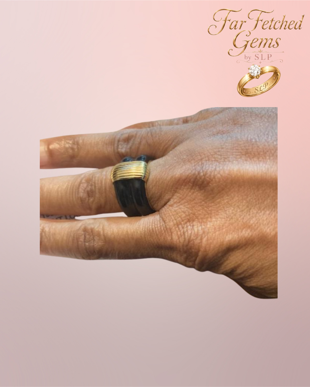 French Enamel & Aventurine Crown Ring Duo