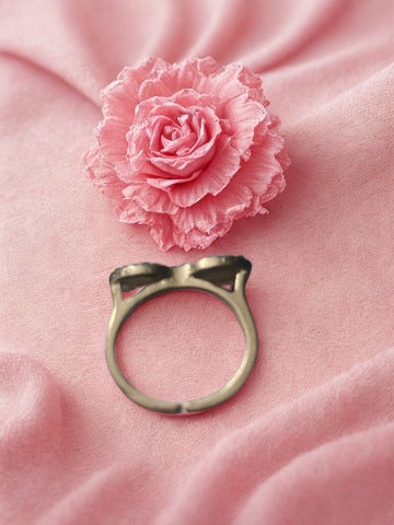 Silver & Black Mini Sunglasses Ring — Copper Zirconia Inlaid