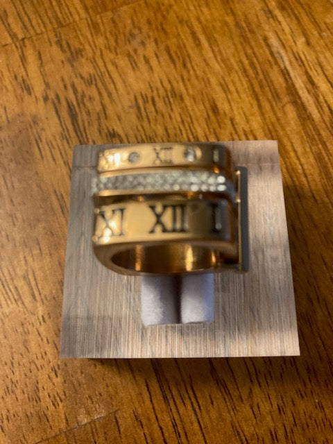 Far Fetched Gems SLP-Roman Numeral-Stainless Steel-and Rhinestone Unisex Ring