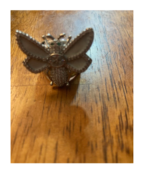 Far Fetched Gems SLP-Butterfly-Brass-Imitation Pearl-Ring