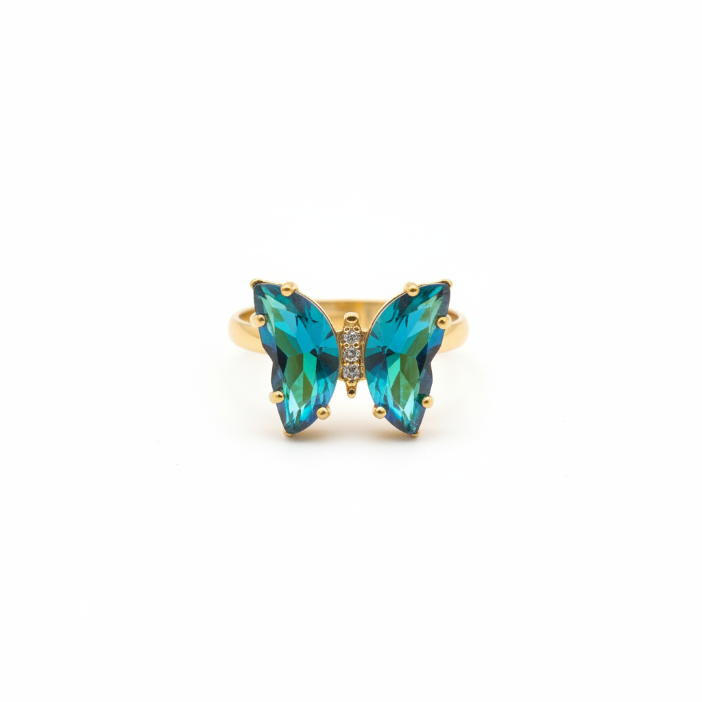 Blue-Green Butterfly Ring - Third Ring