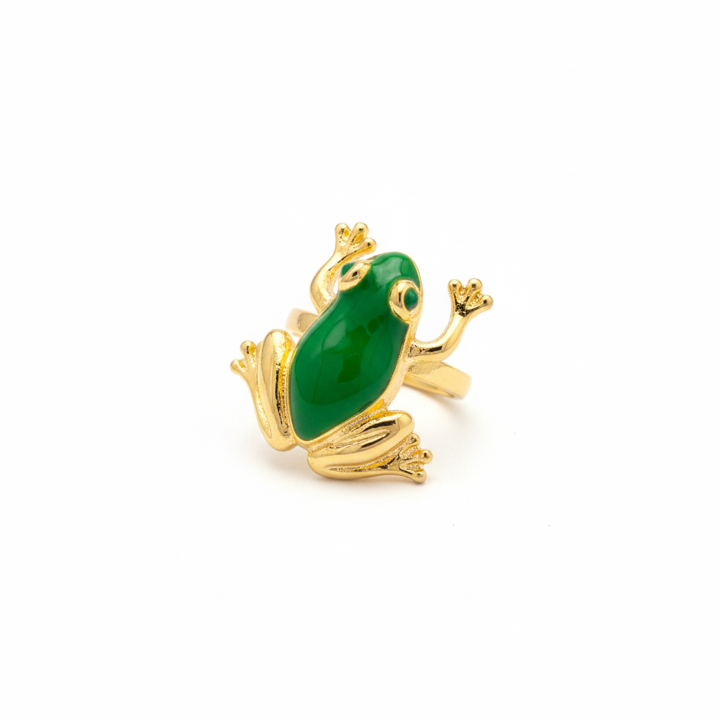 Green Frog Ring Angle 3 - White Background