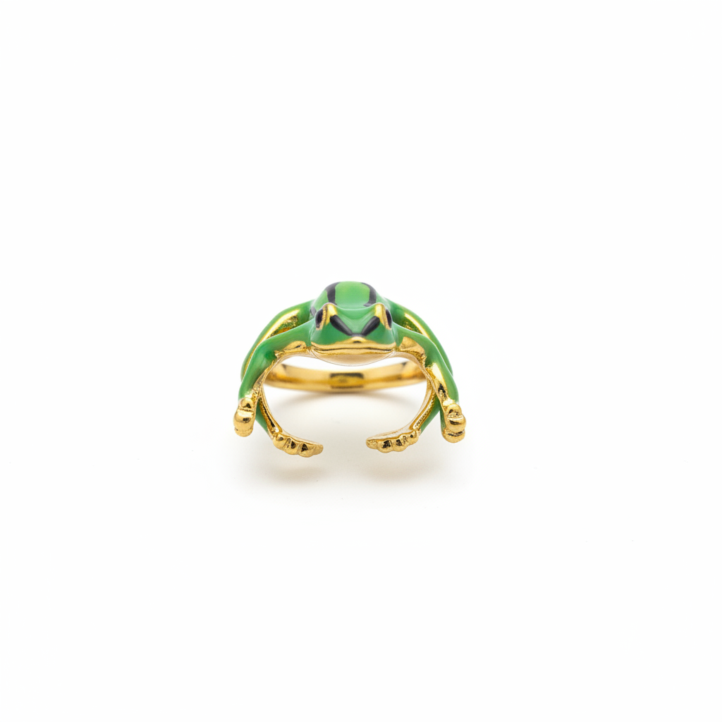Green Frog Ring - White Background