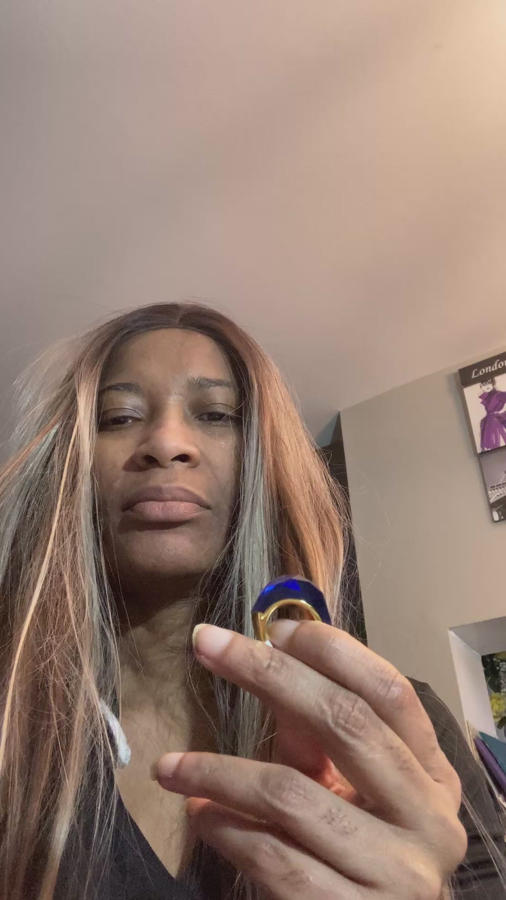 Far Fetched Gems SLP-Punk Style Ring-Stainless Steel-Glass-Gold